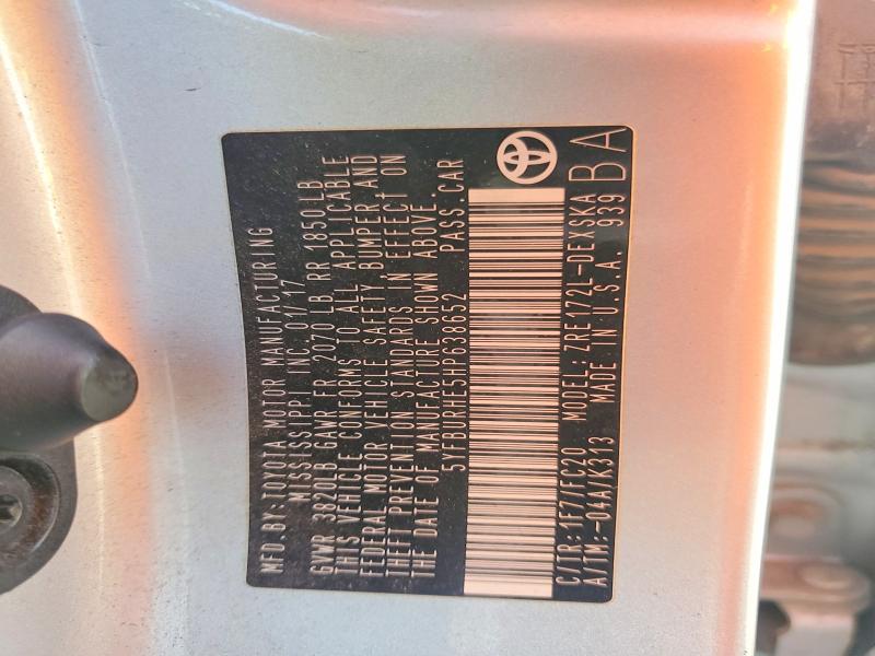 69125816 :رقم المزاد ، 5YFBURHE5HP638652 vin ، 2017 Toyota Corolla مزاد بيع