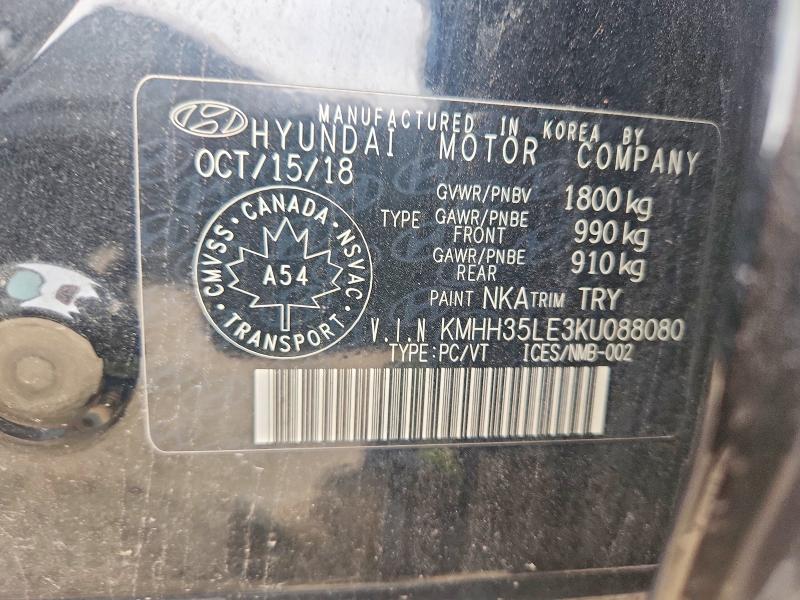 69805986 :رقم المزاد ، KMHH35LE3KU088080 vin ، 2019 Hyundai Elantra Gt مزاد بيع