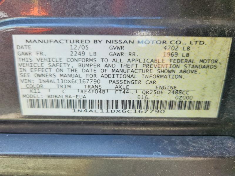 Продажа на аукционе авто 2006 Nissan Altima, vin: 1N4AL11DX6C167790, номер лота: 66371996