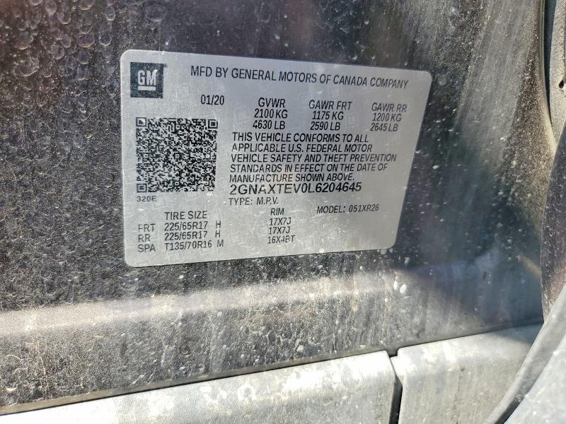 Продаж на аукціоні авто 2020 Chevrolet Equinox, vin: 2GNAXTEV0L6204645, номер лоту: 68135966