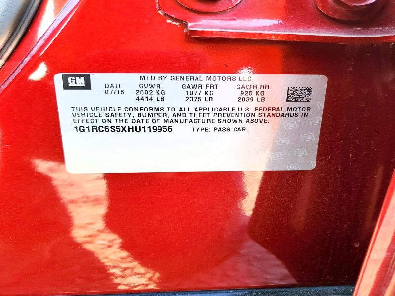 Aukcja sprzedaży 2017 Chevrolet Volt, vin: 1G1RC6S5XHU119956, numer aukcji: 68992756