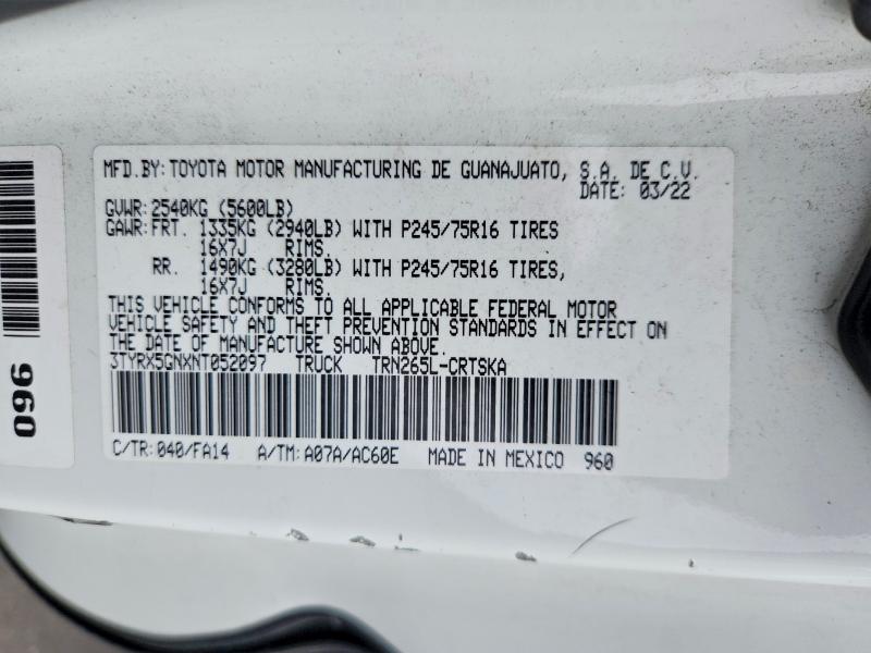 Продажа на аукционе авто 2022 Toyota Tacoma, vin: 3TYRX5GNXNT052097, номер лота: 69785346