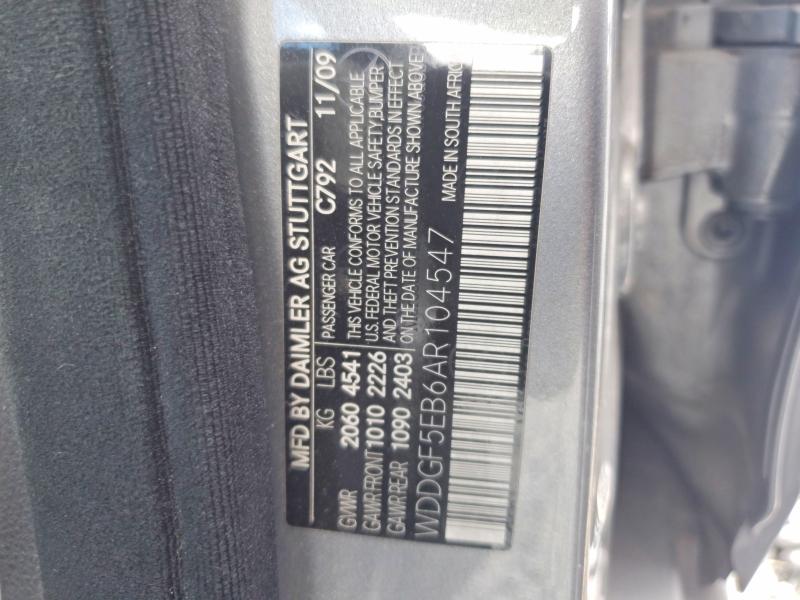 68047976 :رقم المزاد ، WDDGF5EB6AR104547 vin ، 2010 Mercedes-benz C مزاد بيع