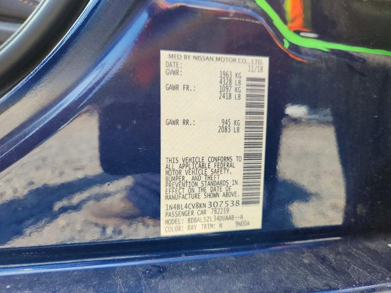 Aukcja sprzedaży 2019 Nissan Altima, vin: 1N4BL4CV8KN307538, numer aukcji: 68749016