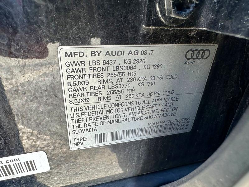 Aukcja sprzedaży 2018 Audi Q7, vin: WA1AHAF70JD007669, numer aukcji: 66702886