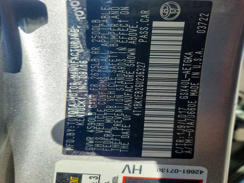 67978756 :رقم المزاد ، 4T1BK1EB2GU236327 vin ، 2016 Toyota Avalon مزاد بيع