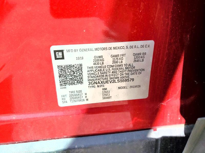Продаж на аукціоні авто 2020 Chevrolet Equinox, vin: 3GNAXUEV2LS559579, номер лоту: 70313376