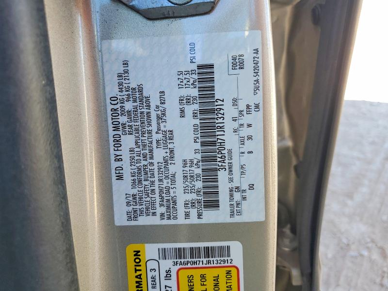 67521406 :رقم المزاد ، 3FA6P0H71JR132912 vin ، 2018 Ford Fusion مزاد بيع