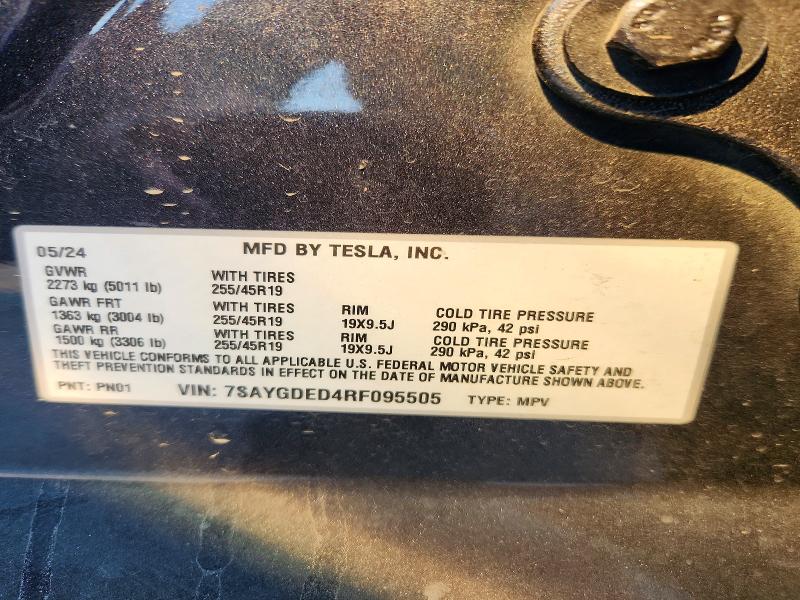 Auction sale of the 2024 Tesla Model Y, vin: 7SAYGDED4RF095505, lot number: 65625096