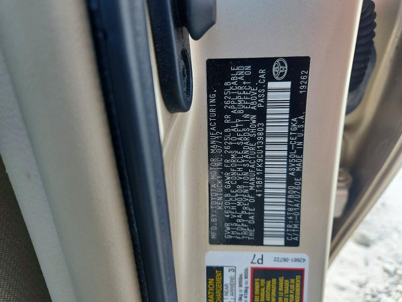 2012 Toyota Camry მანქანა იყიდება აუქციონზე, vin: 4T1BF1FK9CU139803, აუქციონის ნომერი: 69258676
