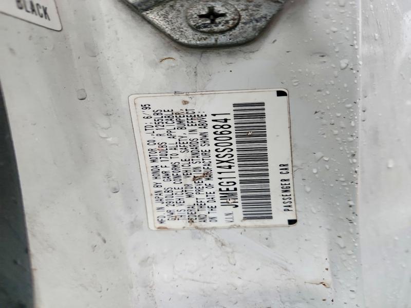 69630756 :رقم المزاد ، JHMEG114XSS006841 vin ، 1995 Honda Civic مزاد بيع