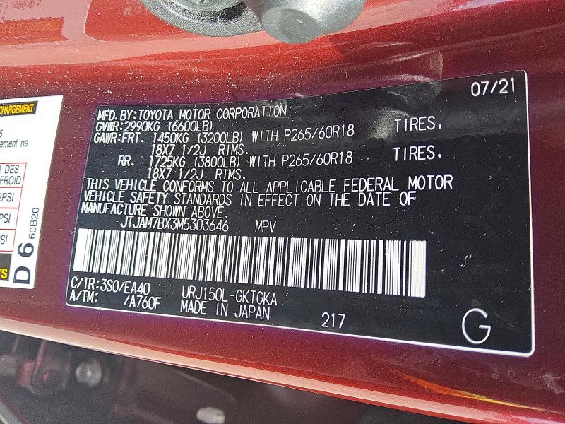 Продажа на аукционе авто 2021 Lexus Gx, vin: JTJAM7BX3M5303646, номер лота: 67235176