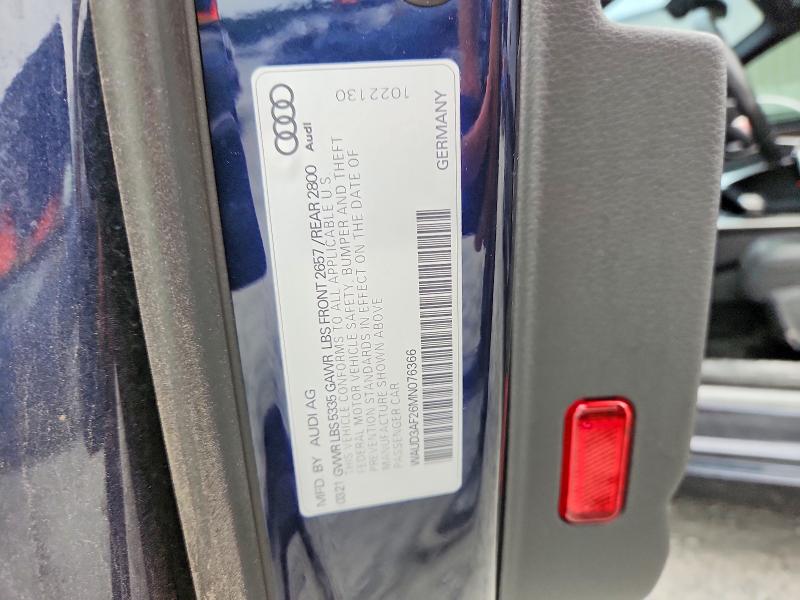 2021 Audi A6 მანქანა იყიდება აუქციონზე, vin: WAUD3AF26MN076366, აუქციონის ნომერი: 68535346