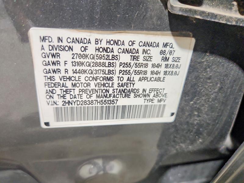 Продаж на аукціоні авто 2007 Acura Mdx, vin: 2HNYD28387H551357, номер лоту: 70019536