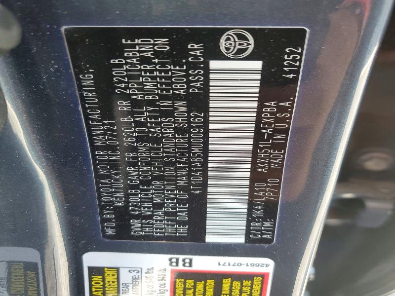 2021 Toyota Avalon მანქანა იყიდება აუქციონზე, vin: 4T1DA1AB5MU009162, აუქციონის ნომერი: 67533156
