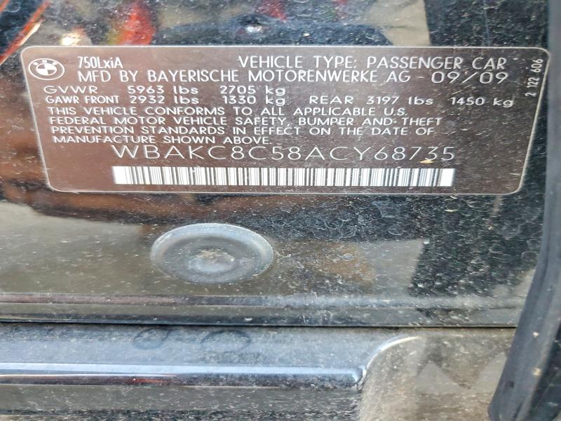 Aukcja sprzedaży 2010 Bmw 750, vin: WBAKC8C58ACY68735, numer aukcji: 70480886