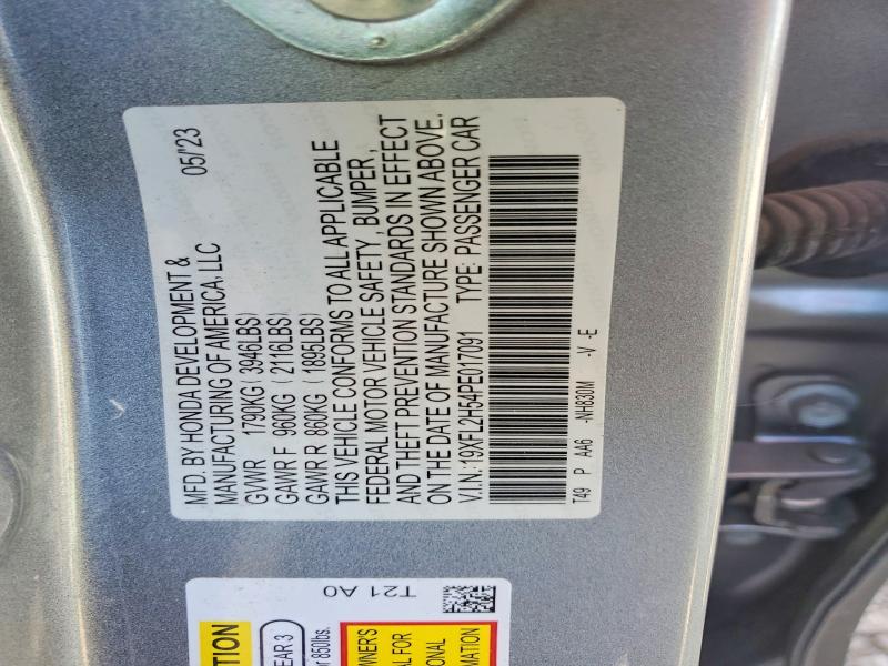 69895826 :رقم المزاد ، 19XFL2H54PE017091 vin ، 2023 Honda Civic مزاد بيع
