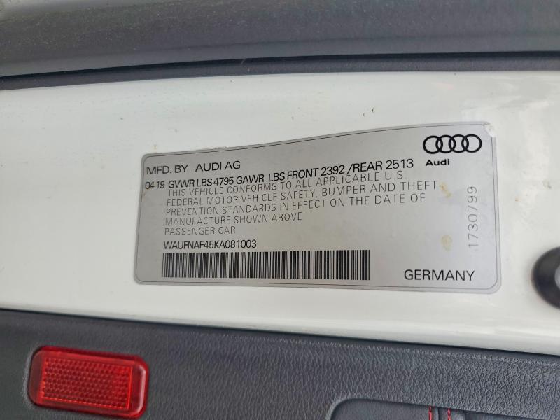 Aukcja sprzedaży 2019 Audi A4, vin: WAUFNAF45KA081003, numer aukcji: 67435486