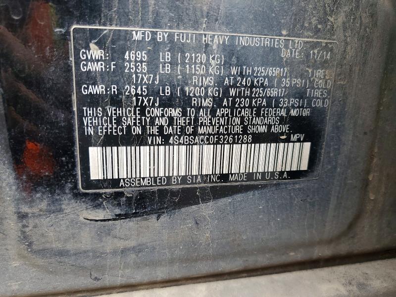 Aukcja sprzedaży 2015 Subaru Outback, vin: 4S4BSACC0F3261288, numer aukcji: 67045286