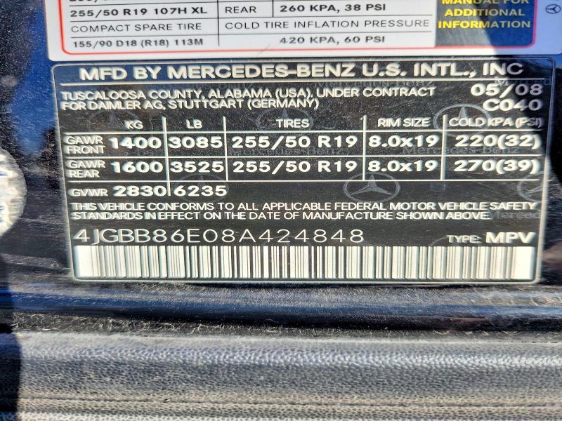 Продаж на аукціоні авто 2008 Mercedes-benz Ml, vin: 4JGBB86E08A424848, номер лоту: 70370806
