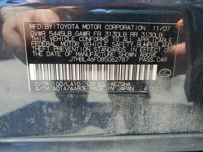 Aukcja sprzedaży 2008 Lexus Ls, vin: JTHBL46F085062787, numer aukcji: 67478366