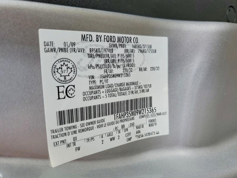 2009 Ford Focus მანქანა იყიდება აუქციონზე, vin: 1FAHP35N09W215365, აუქციონის ნომერი: 69877096