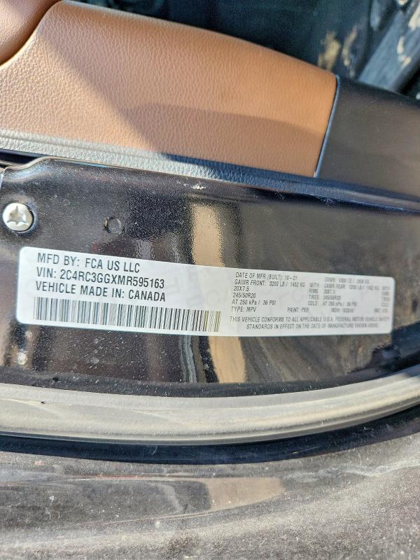 67680416 :رقم المزاد ، 2C4RC3GGXMR595163 vin ، 2021 Chrysler Pacifica مزاد بيع