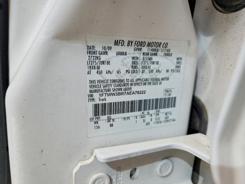 66390636 :رقم المزاد ، 1FTWW3BR7AEA78222 vin ، 2010 Ford F350 مزاد بيع