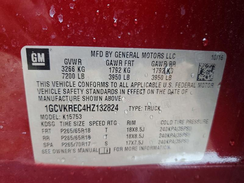 Продажа на аукционе авто 2017 Chevrolet Silverado, vin: 1GCVKREC4HZ132824, номер лота: 70139076