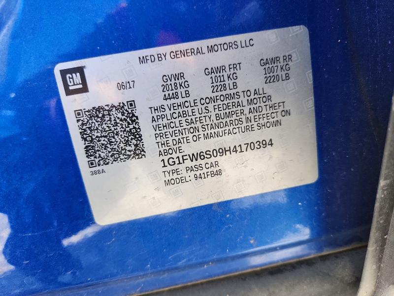 2017 Chevrolet Bolt Ev მანქანა იყიდება აუქციონზე, vin: 1G1FW6S09H4170394, აუქციონის ნომერი: 71016886