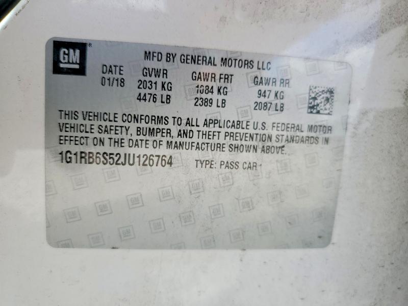 69066136 :رقم المزاد ، 1G1RB6S52JU126764 vin ، 2018 Chevrolet Volt مزاد بيع