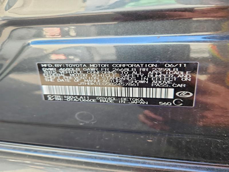 68713426 :رقم المزاد ، JTHBK1EG5B2457861 vin ، 2011 Lexus Es مزاد بيع
