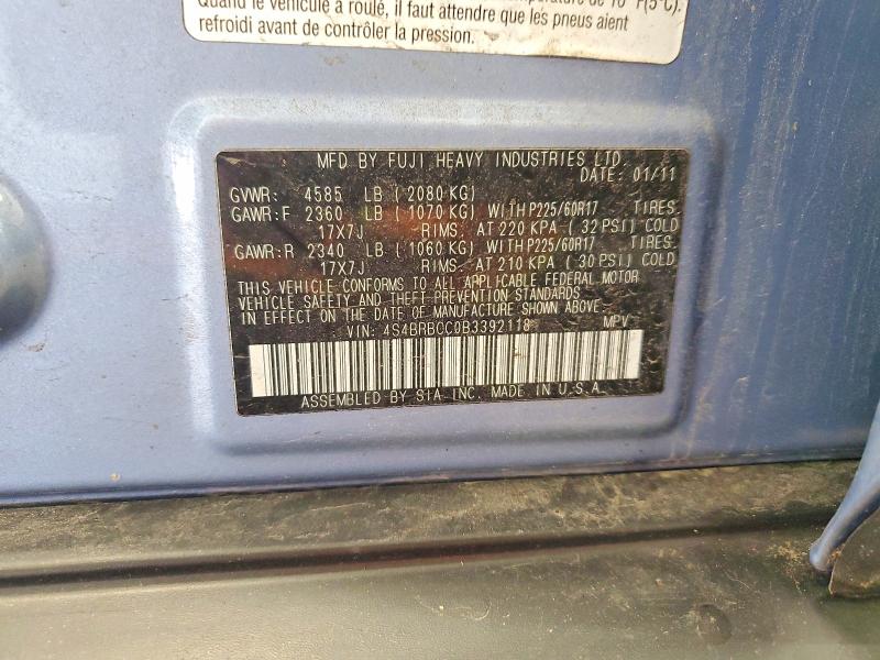 2011 Subaru Outback მანქანა იყიდება აუქციონზე, vin: 4S4BRBCC0B3392118, აუქციონის ნომერი: 68384976