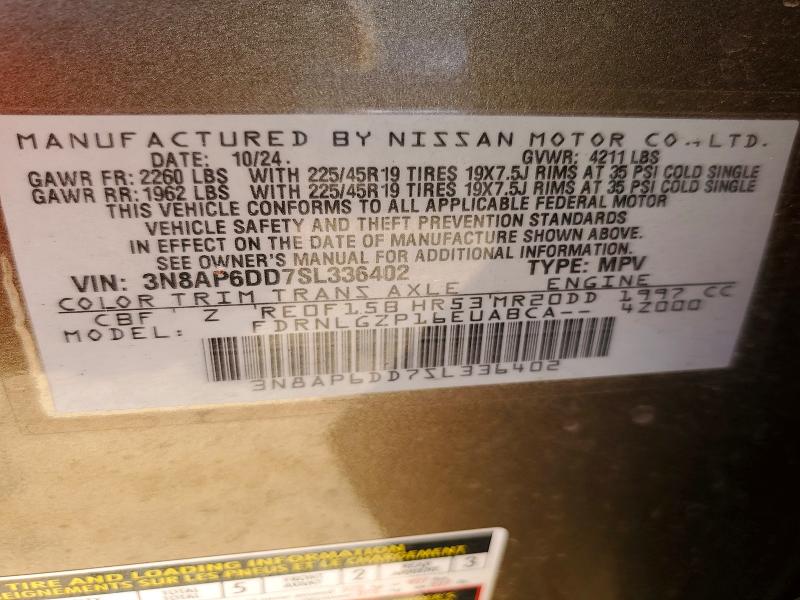 67514706 :رقم المزاد ، 3N8AP6DD7SL336402 vin ، 2025 Nissan Kicks مزاد بيع