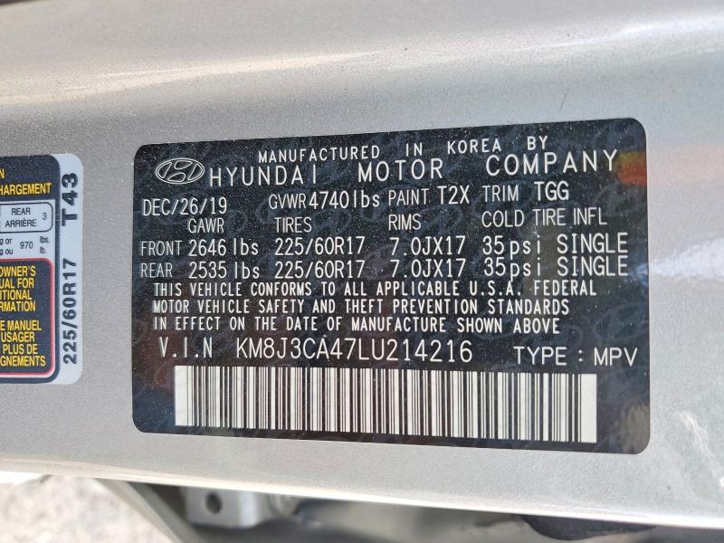Aukcja sprzedaży 2020 Hyundai Tucson, vin: KM8J3CA47LU214216, numer aukcji: 67901866