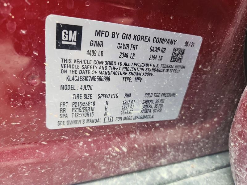 Продаж на аукціоні авто 2022 Buick Encore, vin: KL4CJESM7NB500380, номер лоту: 67247946