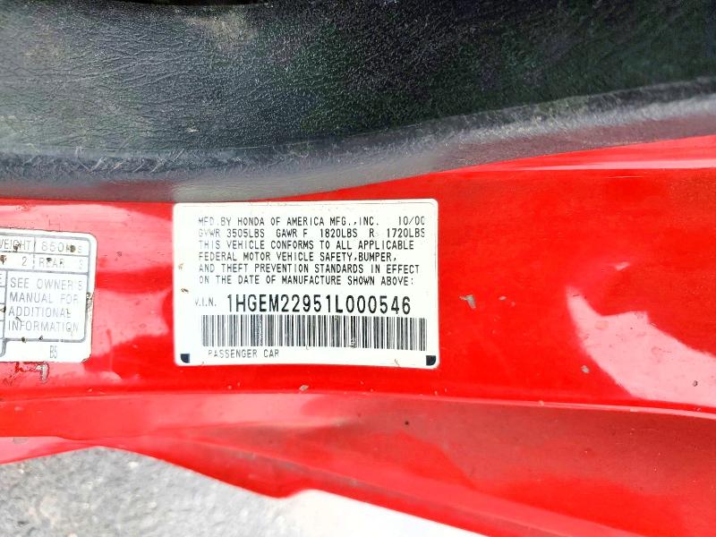 Aukcja sprzedaży 2001 Honda Civic, vin: 1HGEM22951L000546, numer aukcji: 69013996