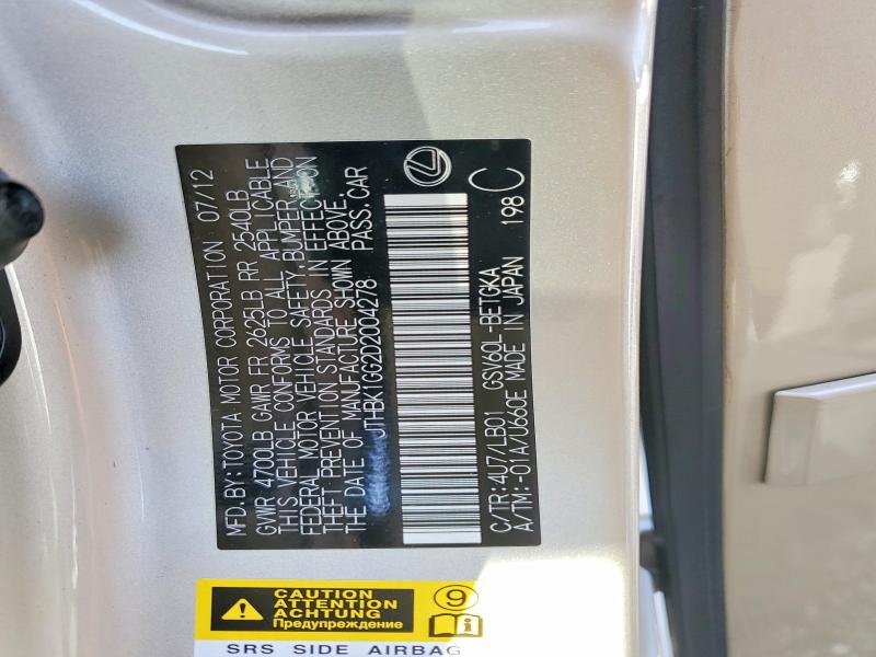 Aukcja sprzedaży 2013 Lexus Es, vin: JTHBK1GG2D2004278, numer aukcji: 68281466