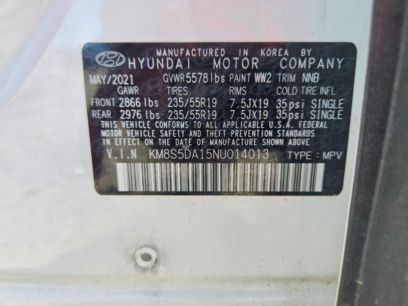 Продаж на аукціоні авто 2022 Hyundai Santa Fe, vin: KM8S5DA15NU014013, номер лоту: 68178596