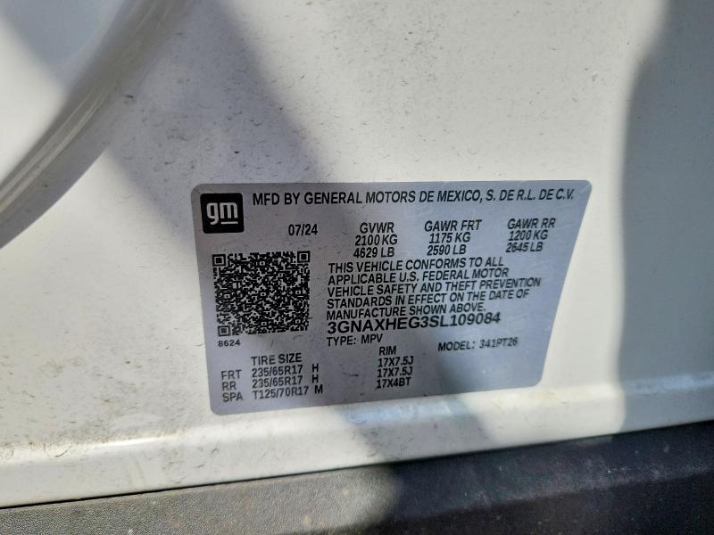 69715326 :رقم المزاد ، 3GNAXHEG3SL109084 vin ، 2025 Chevrolet Equinox مزاد بيع