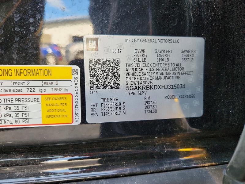 Aukcja sprzedaży 2017 Buick Enclave, vin: 5GAKRBKDXHJ315034, numer aukcji: 67659506