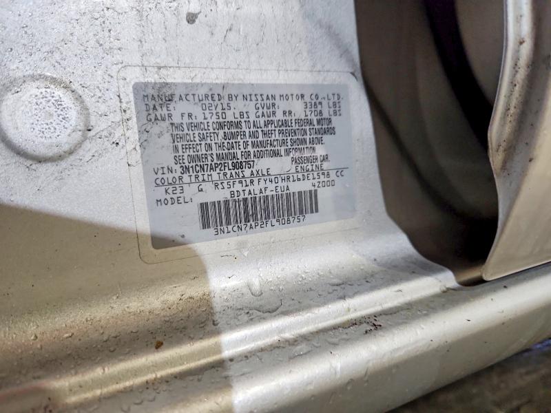 Auction sale of the 2015 Nissan Versa, vin: 3N1CN7AP2FL908757, lot number: 70615756