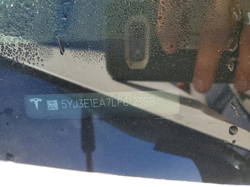 2020 Tesla Model 3 მანქანა იყიდება აუქციონზე, vin: 5YJ3E1EA7LF612398, აუქციონის ნომერი: 68055946