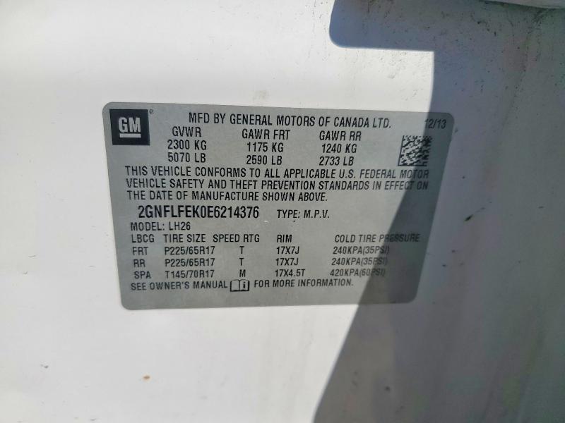 Aukcja sprzedaży 2014 Chevrolet Equinox, vin: 2GNFLFEK0E6214376, numer aukcji: 69314846