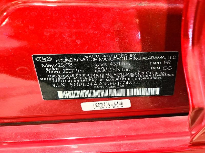 Продаж на аукціоні авто 2018 Hyundai Sonata, vin: 5NPE24AA4JH717746, номер лоту: 69542906