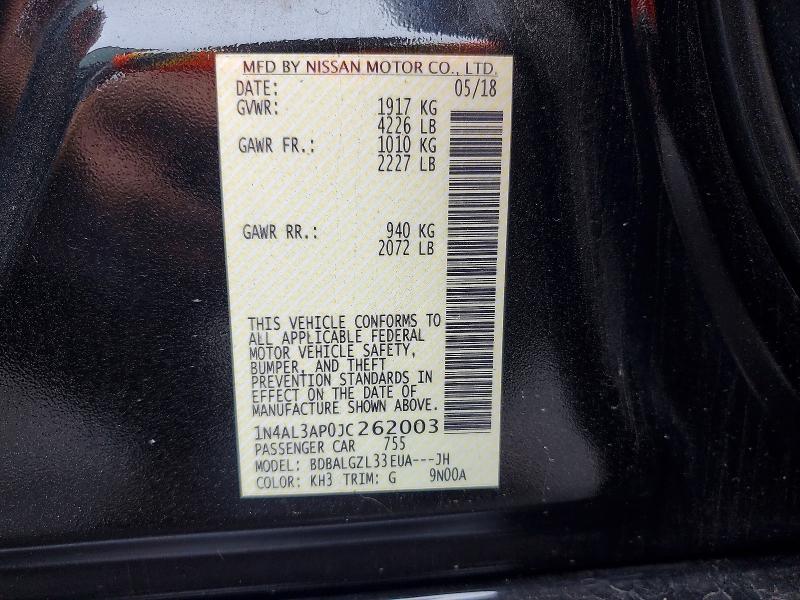 Aukcja sprzedaży 2018 Nissan Altima, vin: 1N4AL3AP0JC262003, numer aukcji: 67086606