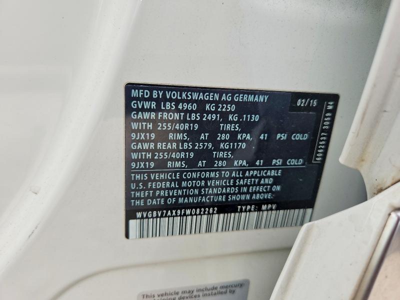 2015 Volkswagen Tiguan მანქანა იყიდება აუქციონზე, vin: WVGBV7AX9FW082262, აუქციონის ნომერი: 69449816