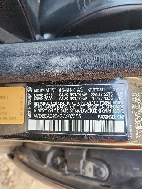 Aukcja sprzedaży 1995 Mercedes-benz E, vin: WDBEA32E4SC207553, numer aukcji: 67977616