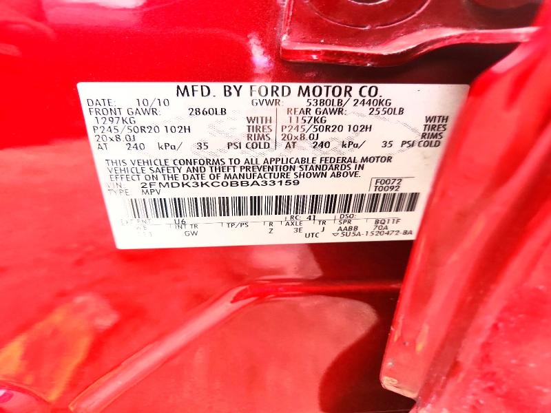 2011 Ford Edge მანქანა იყიდება აუქციონზე, vin: 2FMDK3KC0BBA33159, აუქციონის ნომერი: 68926986