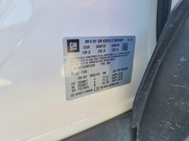 2021 Chevrolet Trailblazer მანქანა იყიდება აუქციონზე, vin: KL79MPS24MB115761, აუქციონის ნომერი: 68617206